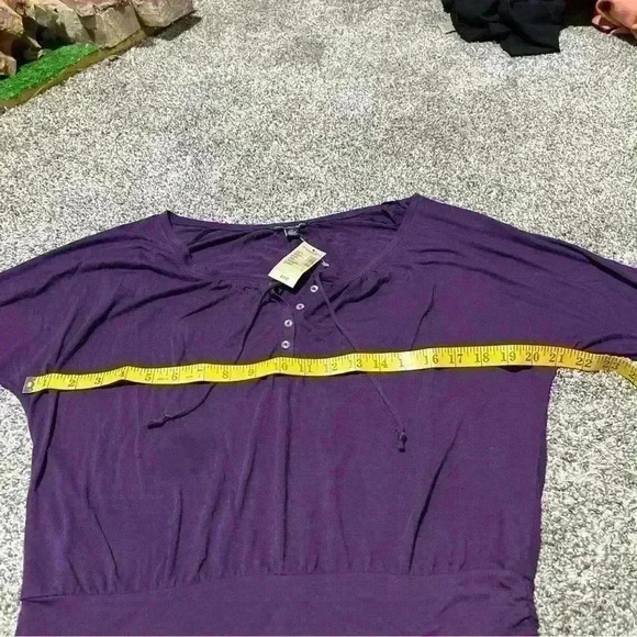 American Eagle Women’s Purple Quarter Button Short Sleeve Blouse Sz Small Note - Picture 5 of 10